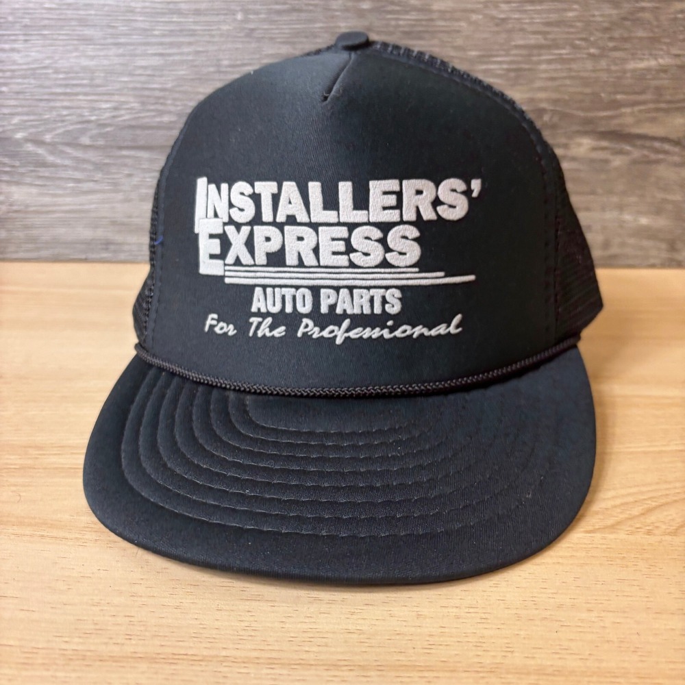 Vintage Installers Express Hat Cap Snap Back Black Trucker Auto Parts